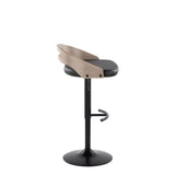 Cassis - Adjustable Swivel Barstool (Set of 2) - Black Metal Frame And Light Gray Wood