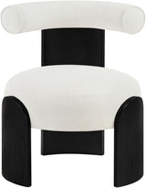 Calder - Linen Textured Fabric Upholstered Accent Chair - Painted Black Base