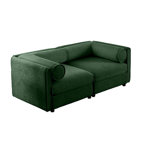 Stylish Chenille Sofa With Storage Seat And Cylindrical Backrest