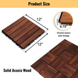 Interlocking Deck Tiles Striped Pattern, Waterproof Anti Mildew Brown