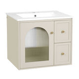 Wall-Mounted Bathroom Vanity Set With Sink, 2 Drawers And Soft-Close Door