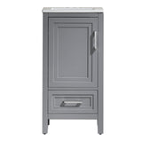 Fully Assembled 18'' Freestanding Single Bathroom Vanity With Ceramic Top - Gray