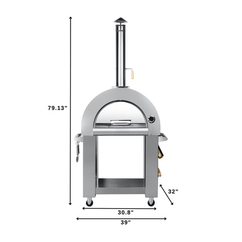 32 in. Outdoor Wood Fired Pizza Oven in Stainless-Steel (KM-OKS-WFPO)
