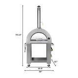 32 in. Outdoor Wood Fired Pizza Oven in Stainless-Steel (KM-OKS-WFPO)