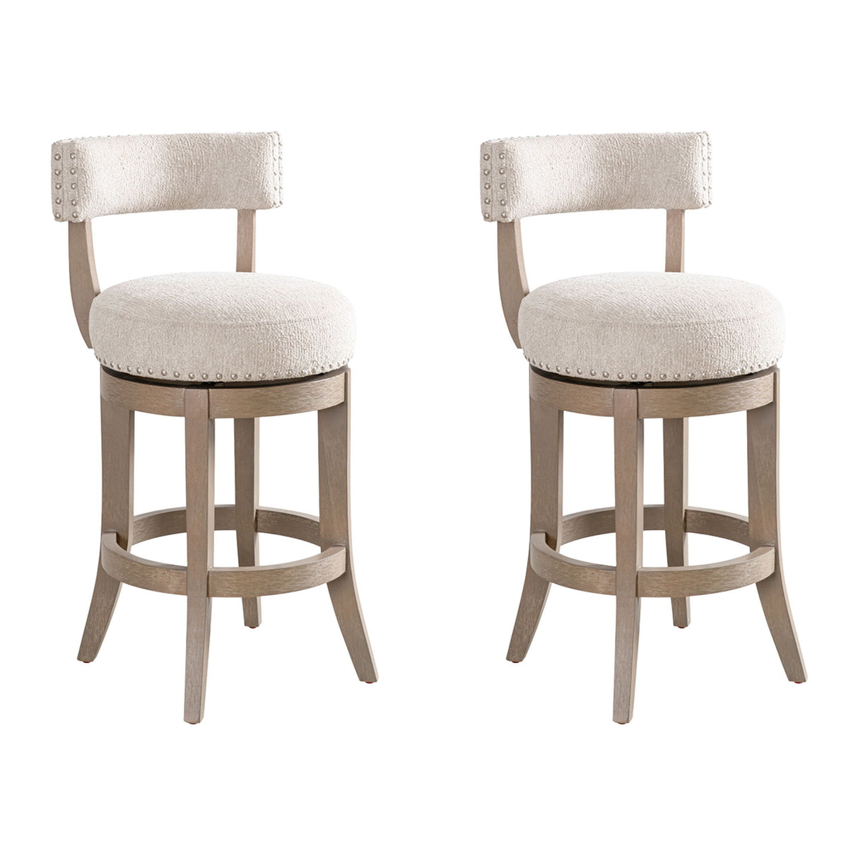 Mystic - Solid Wood Upholstered 26" Counter Height Swivel Barstool