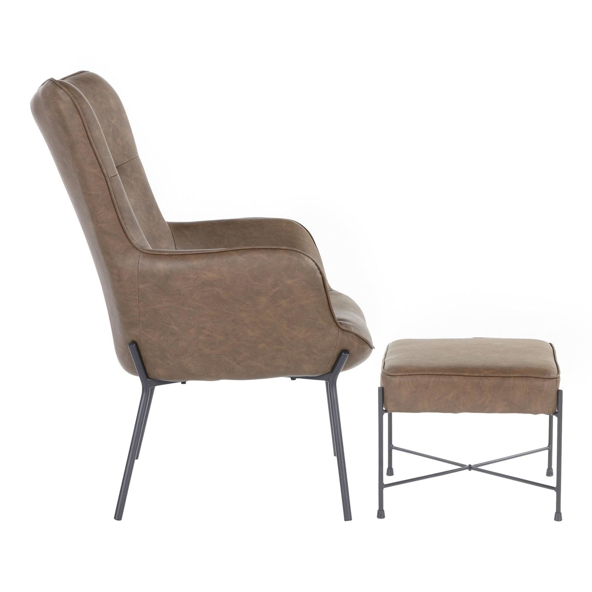 Izzy - Industrial Lounge Chair And Ottoman Set