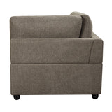 Rylie - Modular Wedge With 3 Pillows - Brown Linen