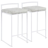 Fuji - Contemporary Stackable Counter Stool (Set of 2) - White Frame