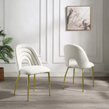 Fadri - Side Chair Set of 2) - Teddy Sherpa & Mirrored Gold