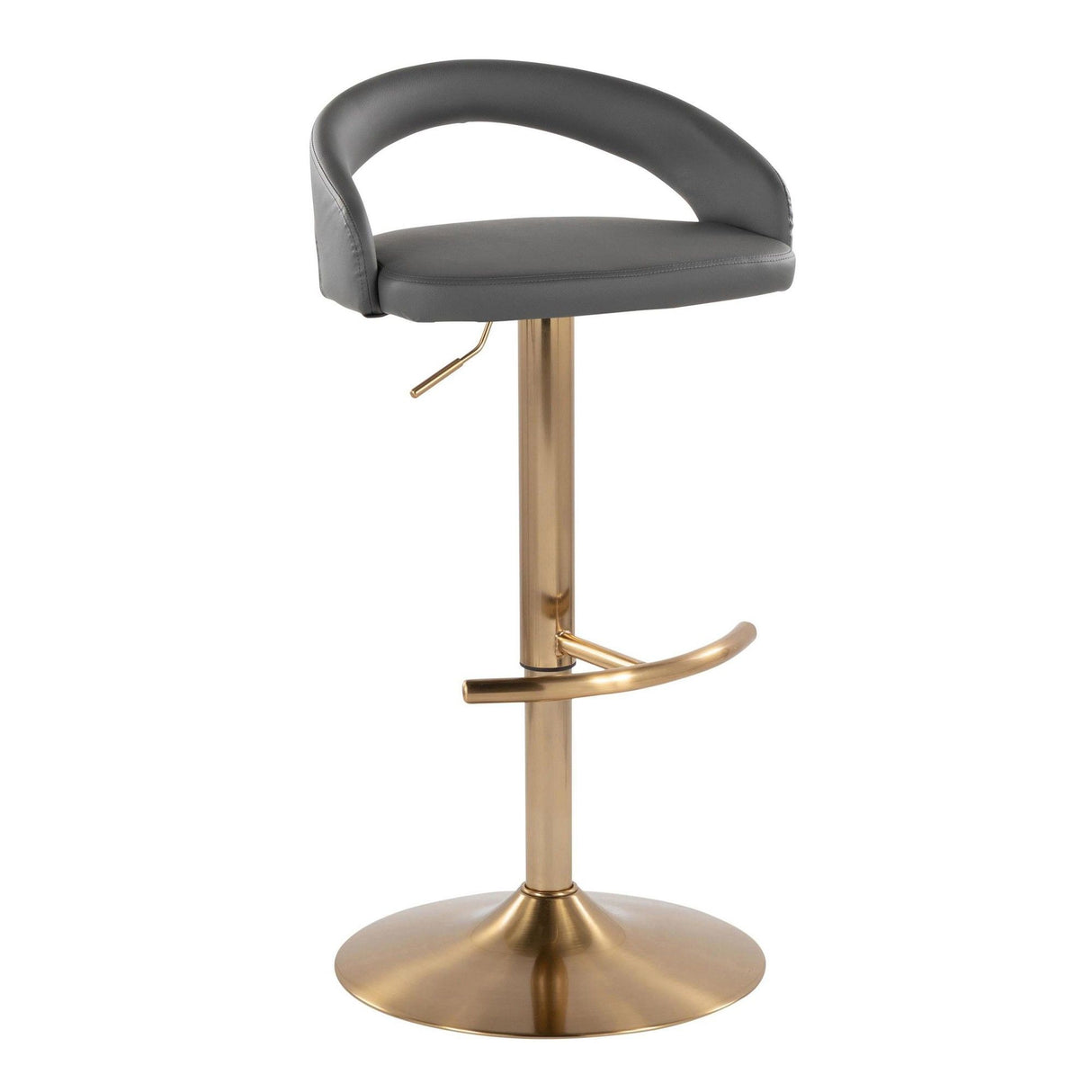 Grotto - Upholstered Adjustable Barstool - Gold Metal Base