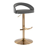 Grotto - Upholstered Adjustable Barstool - Gold Metal Base