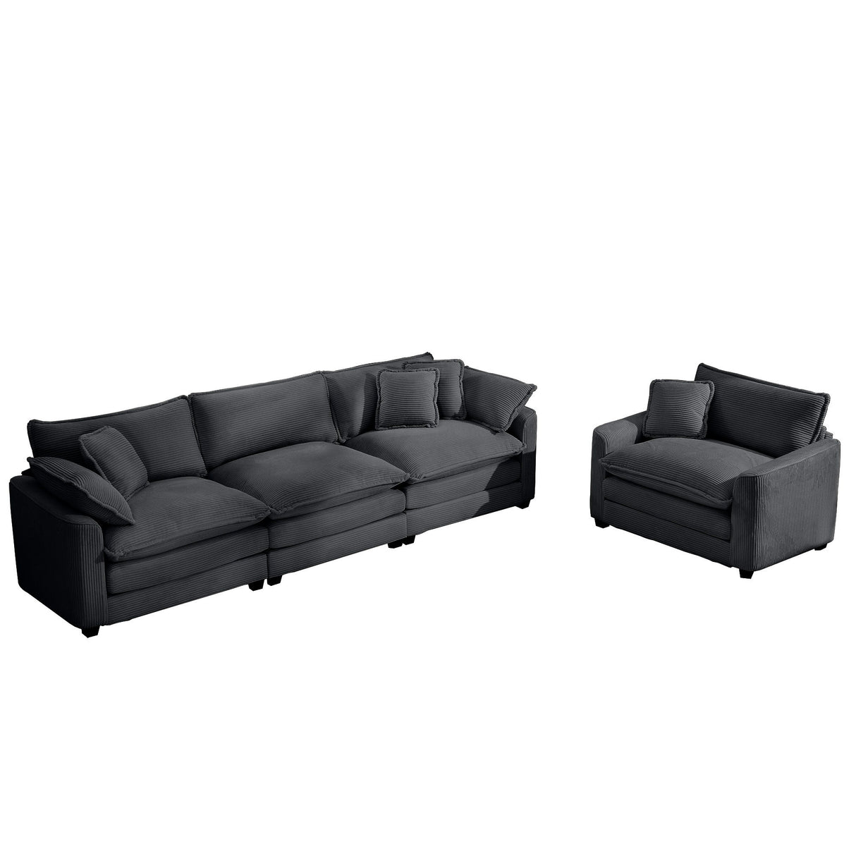 Elegant Corduroy Oversized Sectional Sofa Set With Deep Seats And Flexible Layout