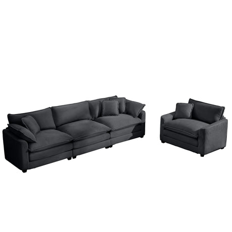 Elegant Corduroy Oversized Sectional Sofa Set With Deep Seats And Flexible Layout