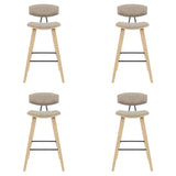 Fox - Bar Height Curved Back Wood Bar Stool With Faux Leather Seat