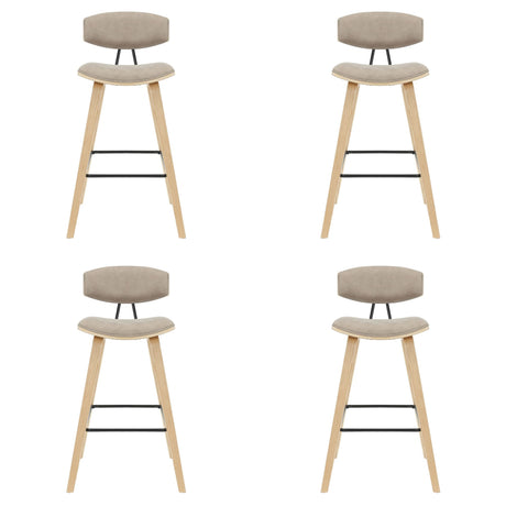 Fox - Bar Height Curved Back Wood Bar Stool With Faux Leather Seat