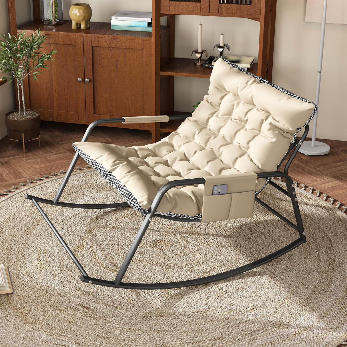 Rocking Chair With Storage, Cushions & Armrests