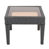 Outdoor Antibes Wicker Side Table, Accent Table - Gray