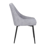 Diana - Contemporary Chair (Set of 2) - Black Metal And Gray Corduroy Fabric