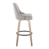 Studded - Marcel Fixed-Height Barstool (Set of 2) - Whitewashed Wood