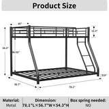 Bunk Bed Frame With Ladder And Guardrail, Heavy Duty Noise Free Design Metal Construction