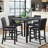5 Pieces Counter Height Table Set, Kitchen Table With Square Table And 4 Upholstered Chairs