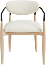 Riccio - Performance Fabric Upholstered Dining Arm Chair (Set of 2) With Light Brown Legs - Cream