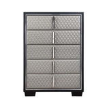 Nicola - Chest - Silver Synthetic Leather & Black