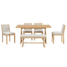 Dining Set With Rectangular Table, 4 Upholstered Chairs & 1 Padded Bench