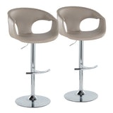 Curvo - Adjustable Barstool With Rounded T Footrest (Set of 2) - Chrome Metal