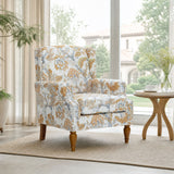 Accent Chair With Floral Upholstery And Nailhead Trim