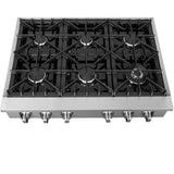 Forno Cossato FCTGS573736 36 Inch Gas Rangetop with 6 Sealed Burners, 83,000 Total BTUs, Continuous Cast Iron Grates, 430 Stainless Steel, Zinc Control Knobs, Auto-Ignition, Griddle, Wok-Ring and LP Conversion Kit Included: 36 Inch