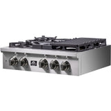 Forno Spezia FCTGS575130 30 Inch Gas Rangetop with 5 Defendi Italian Sealed Burners, 100,000 BTUs, Continuous Cast Iron Grates, Auto-Ignition, LED Light Zinc Control Knobs, Wok Ring, Griddle and LP Conversion Kit Included: 30 Inch