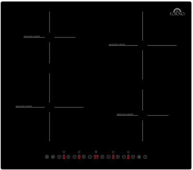 Forno Parco FCTIN058324 Induction Cooktop with Smooth Ceramic Glass Surface, 9 Power Levels, Booster Function, Touch Control, Stop & Go Function and Child Control Lock: 24 Inch Width - 4 Zones