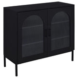 Jess - 2-Door Arched Fluted Glass Accent Cabinet - Black