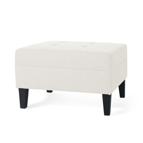 Classic Ottoman With Birch Wood Legs And Fabric Upholstery