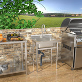 Single Bowl Utility Sink, Freestanding Commercial Kitchen Sink For Laundry Room - Brushed Nickel