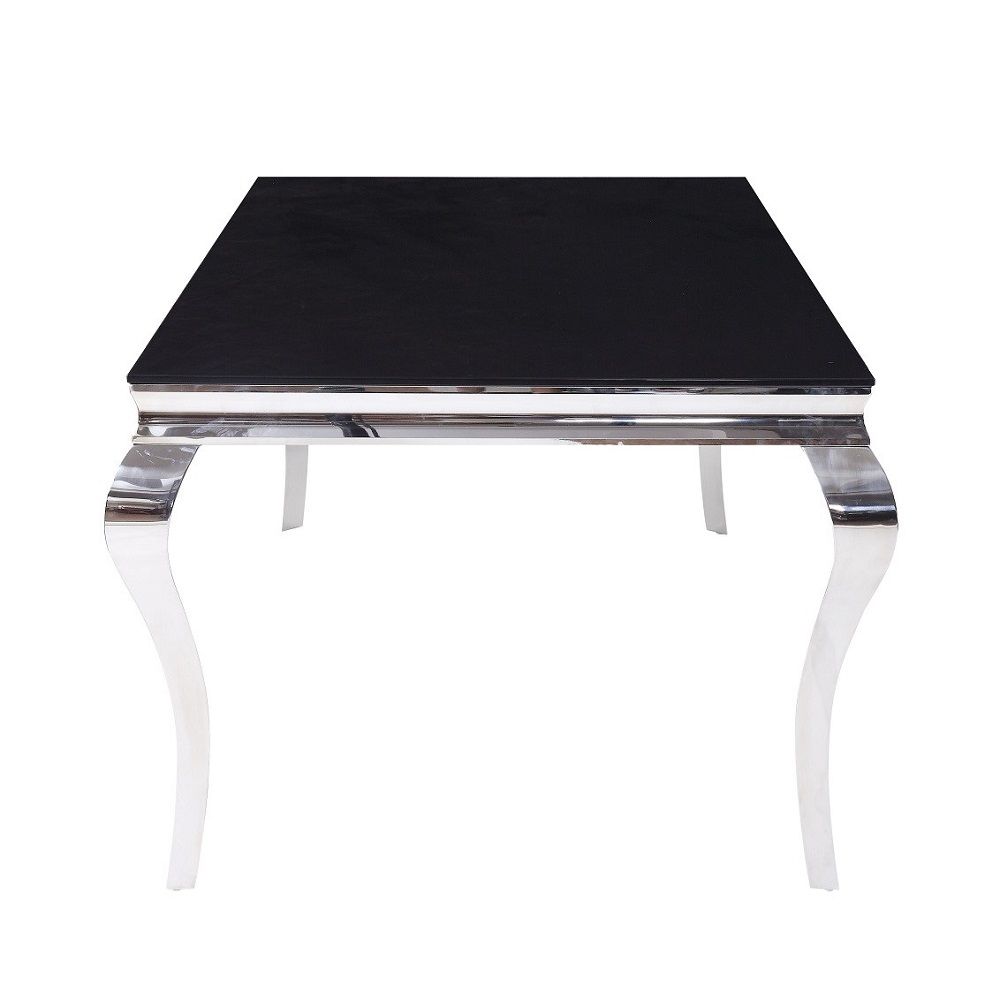 Fabiola - Dining Table - Black Glass Top & Stainless Steel
