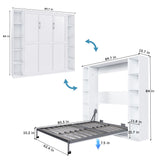 Queen Murphy Bed With Storage Cabinet - White