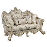 Danae - Loveseat With 5 Pillows - Fabric, Champagne & Gold