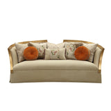 Daesha - Sofa With 8 Pillows - Tan Flannel & Antique Gold
