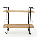 Modern Industrial Bar Cart With Shelving And Casters
