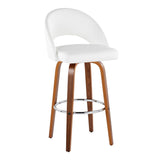 Renee - Upholstered Fixed-Height Barstool (Set of 2) - Walnut Wood, Chrome Metal