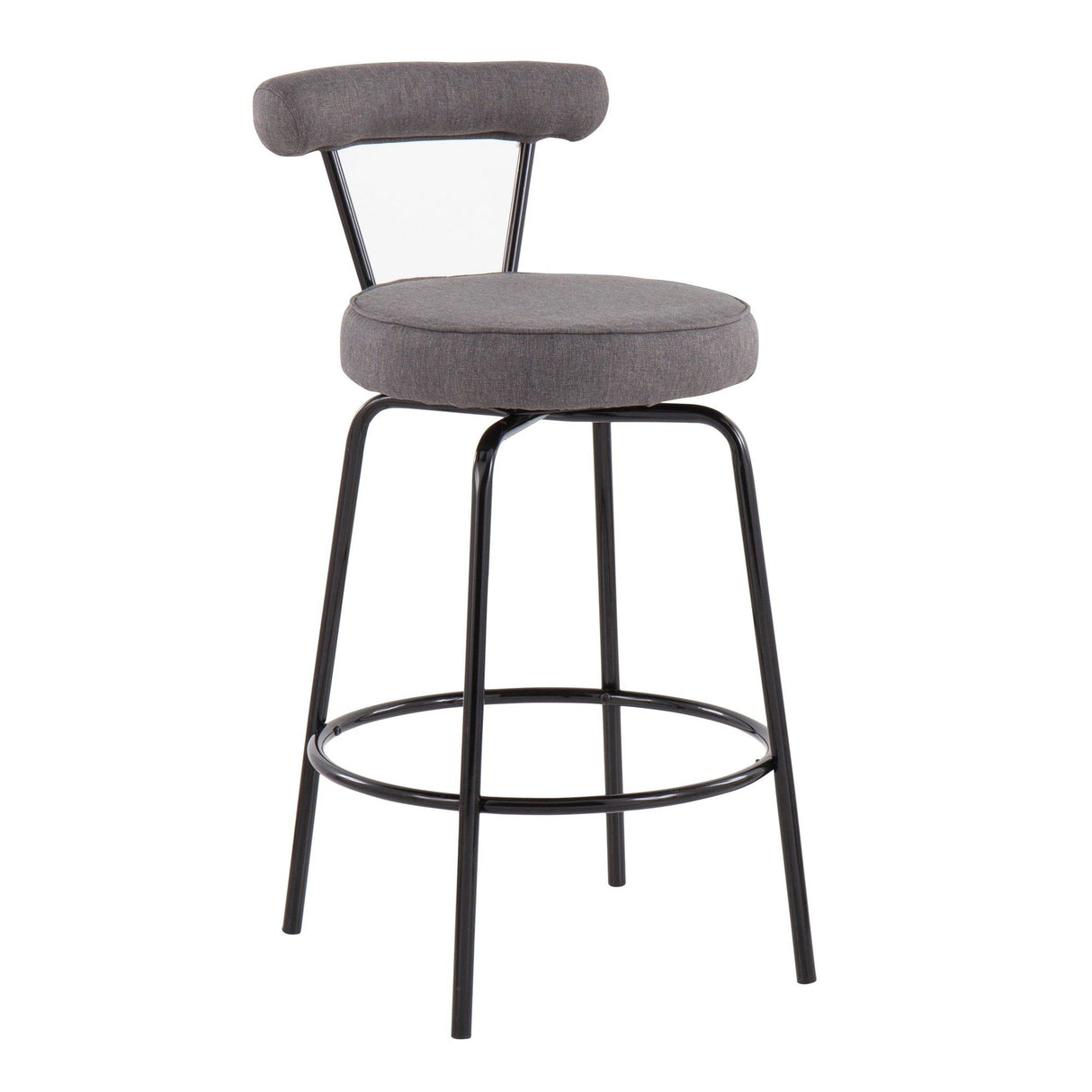 Rhonda - Contemporary Counter Stool (Set of 2) - Black Steel And Charcoal Fabric