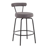 Rhonda - Contemporary Counter Stool (Set of 2) - Black Steel And Charcoal Fabric