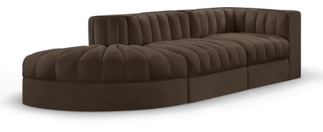 Rummi - Velvet Performance Fabric Upholstered 3 Piece Modular Sectional