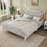 Traditional Style Solid Bed Frame With Upholstered Tufted Headboard, No Box Spring Needed