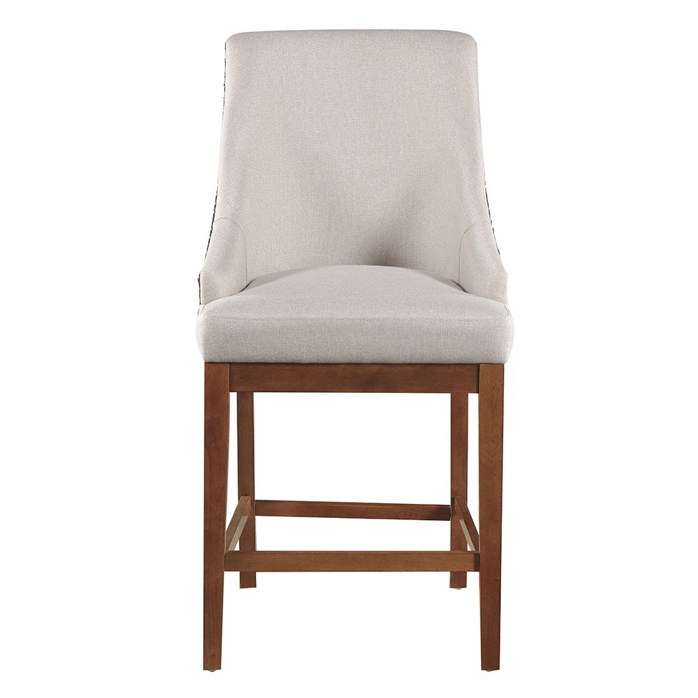 Gilsea - Counter Height Chair Set of 2) - Fabric, Brown Synthetic Leather & Brown