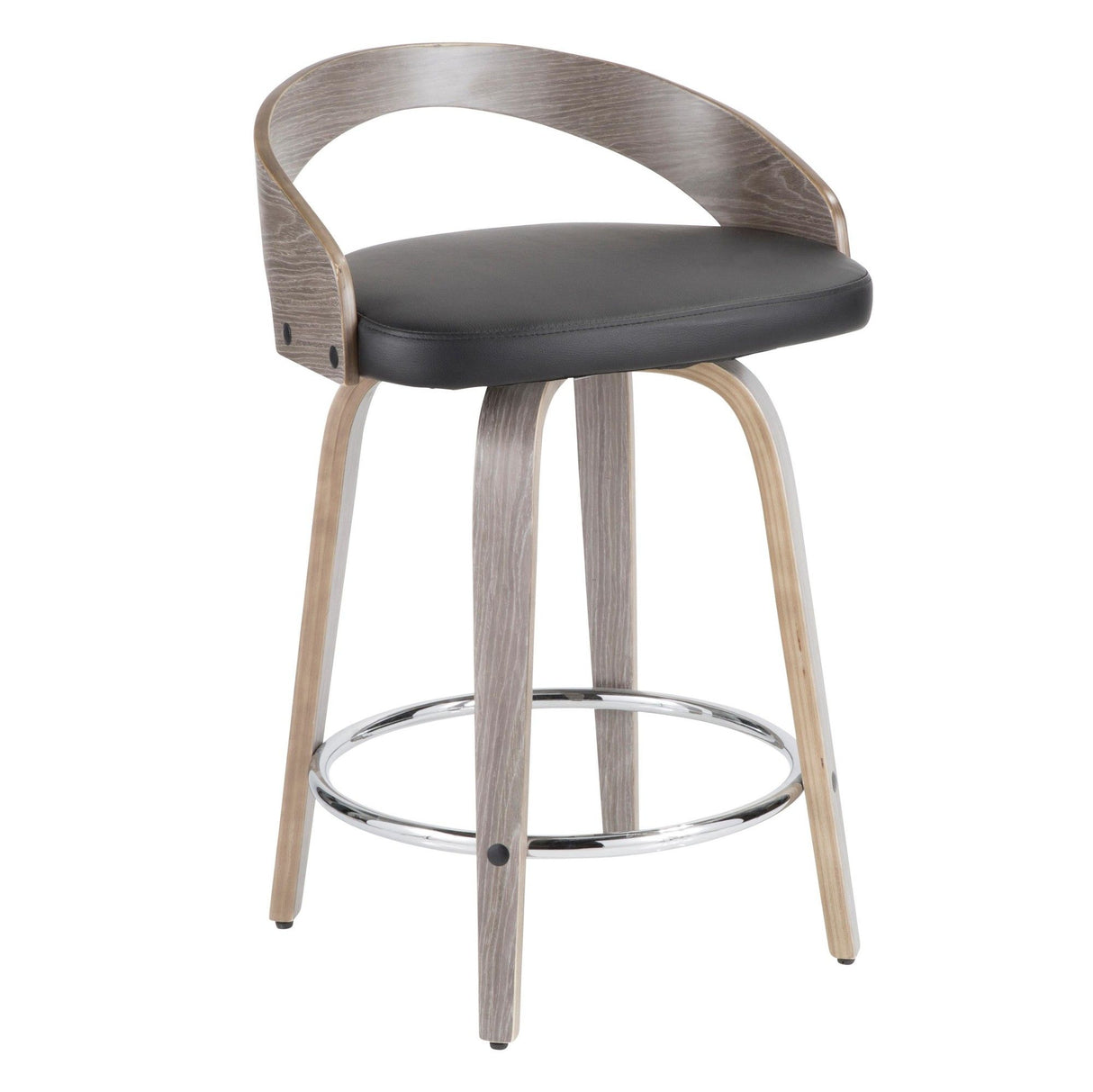 Grotto - 24" Fixed-Height Counter Stool (Set of 2) - Gray And Black
