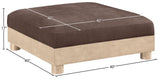 Turin - Chenille Fabric Upholstered Modular Ottoman - Natural Base