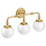 Colinet Brushed gold three globe bath light - (YB0563BG)